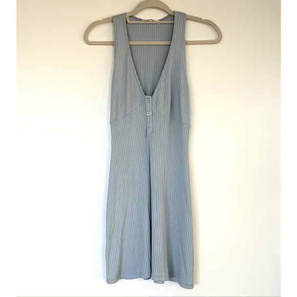 EUC Reformation Paso Knit Mini Dress Light Blue Ribbed Button Front Tank Small - Picture 12 of 15
